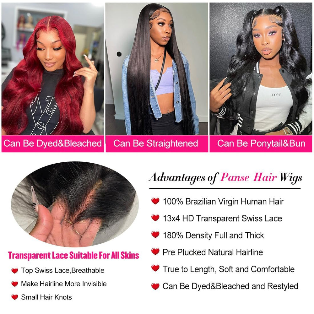 28 Inch Body Wave Lace Front Wigs Human Hair 13X4 SKINLIKE Real HD Lace Front Wigs Human Hair Pre Plucked Body Wave Glueless Frontal Wigs Human Hair 180% Density for Women - Absolute Discounts