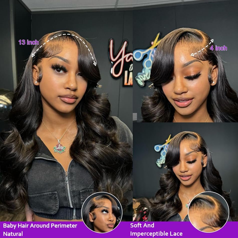 28 Inch Body Wave Lace Front Wigs Human Hair 13X4 SKINLIKE Real HD Lace Front Wigs Human Hair Pre Plucked Body Wave Glueless Frontal Wigs Human Hair 180% Density for Women - Absolute Discounts