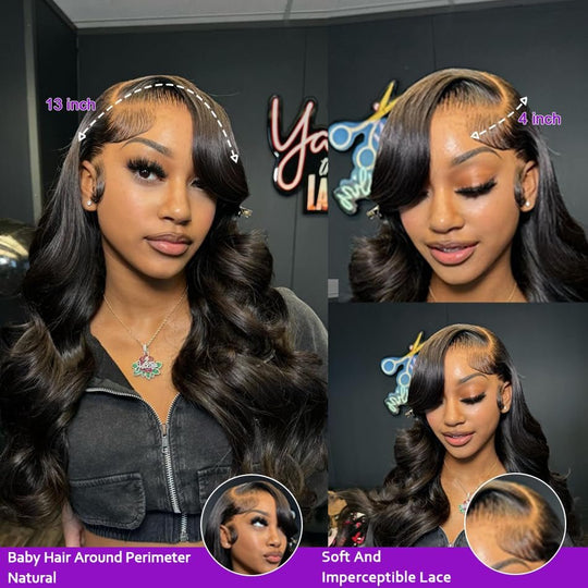 28 Inch Body Wave Lace Front Wigs Human Hair 13X4 SKINLIKE Real HD Lace Front Wigs Human Hair Pre Plucked Body Wave Glueless Frontal Wigs Human Hair 180% Density for Women - Absolute Discounts
