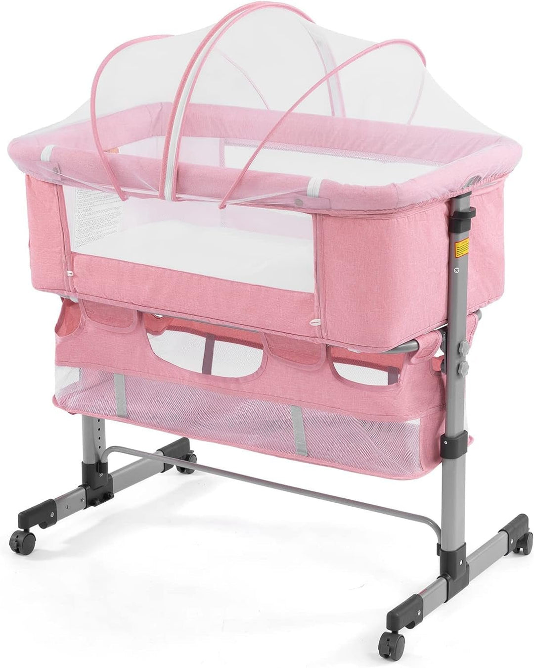 3In1 Bedside Crib for Girl or Boy, Bedside Sleeper for Baby Portable and Adjustable Crib with Mosquito Net for Newborn Baby,Deep Khaki - Absolute Discounts