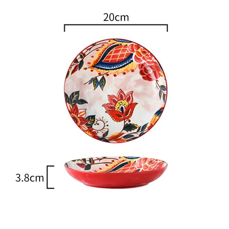 Japanese Style Painted Ceramic Bowl and Plate Set - Absolute Discounts