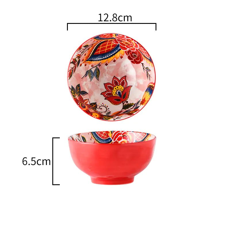 Japanese Style Painted Ceramic Bowl and Plate Set - Absolute Discounts