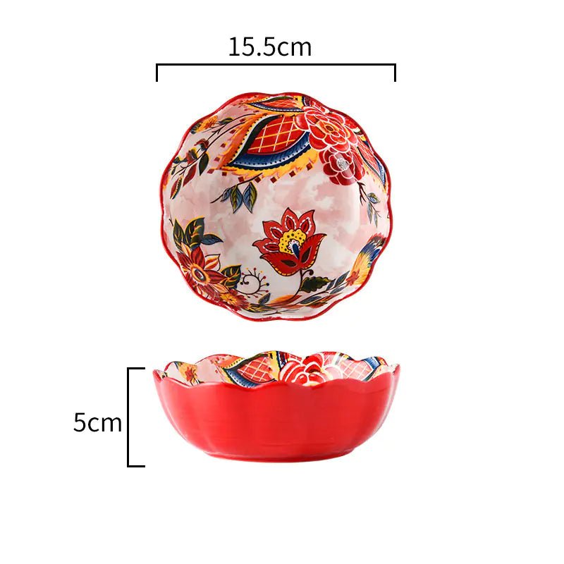 Japanese Style Painted Ceramic Bowl and Plate Set - Absolute Discounts