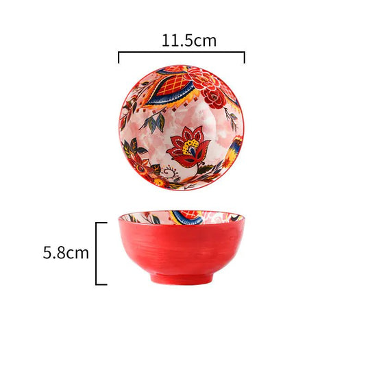 Japanese Style Painted Ceramic Bowl and Plate Set - Absolute Discounts
