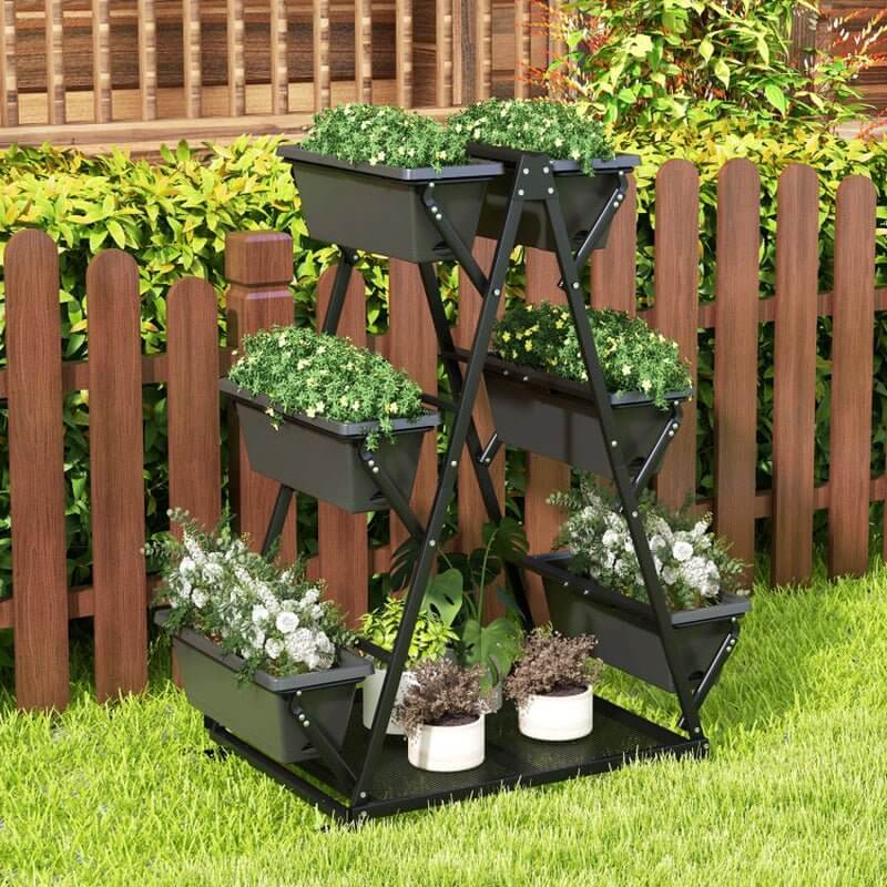 3 - Tier Vertical Raised Garden Bed with 4 Wheels and 6 Container Boxes - Absolute Discounts