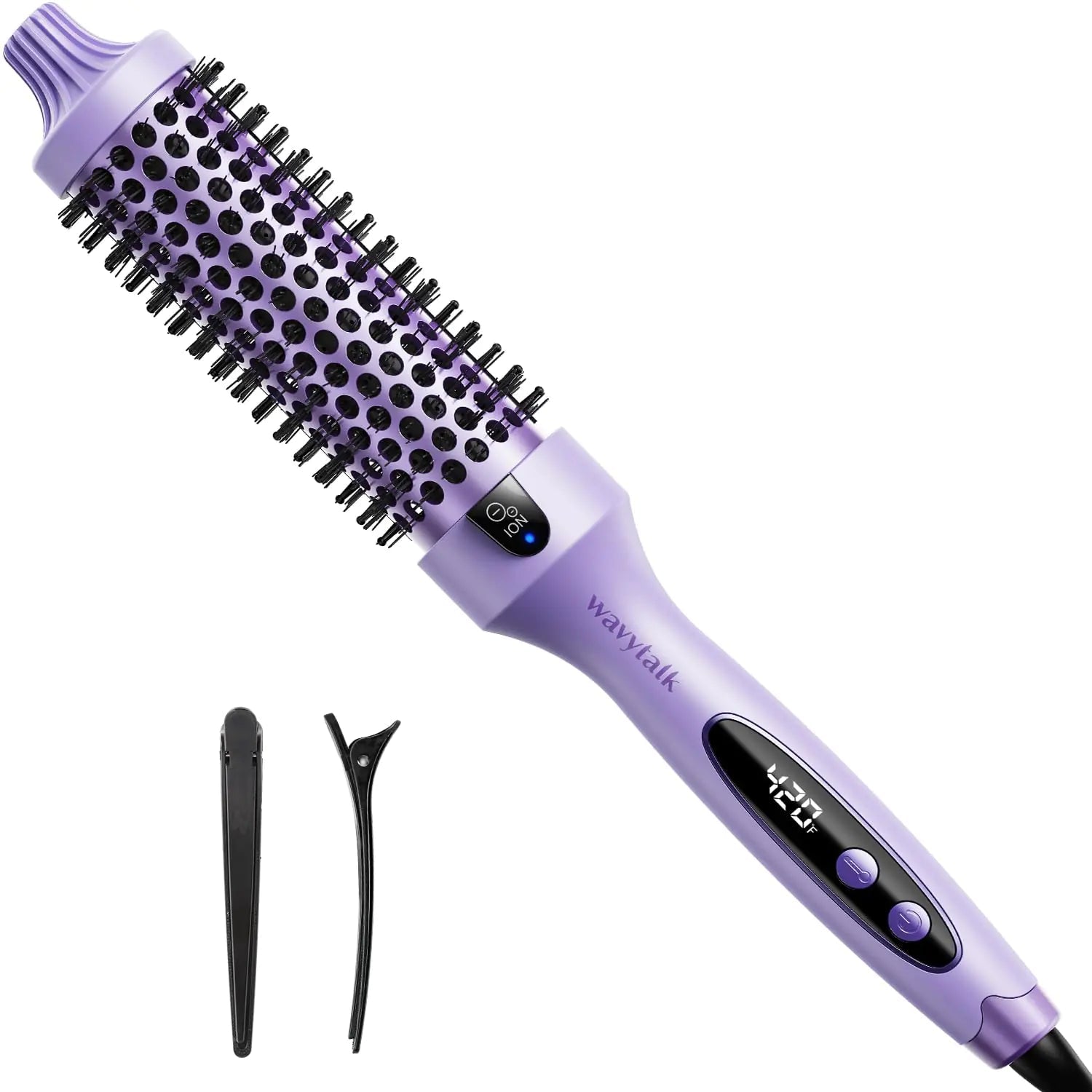 Wavytalk Thermal Brush 1.5 inch Heated Round Brush for Blowout Look Negative Ion Technology Ceramic Tourmaline 5 Temperature Settings Dual Voltage Purple - Absolute Discounts