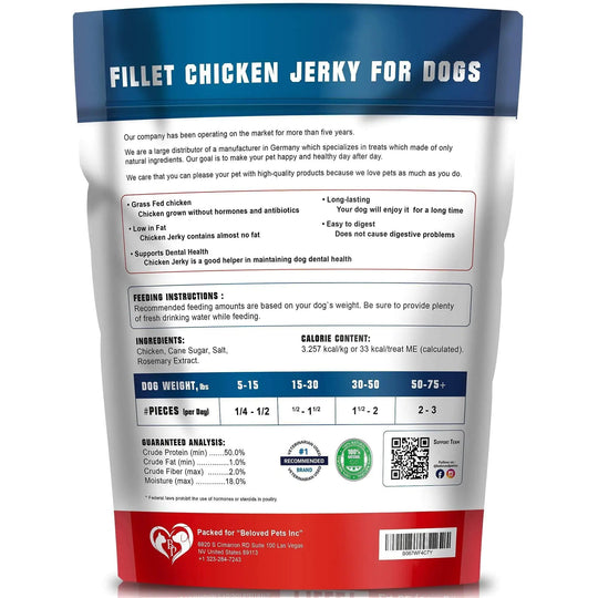 Chicken Jerky Dog Treats 1.5 Lb Human Grade Pet Snacks Grain Free Dried Strips - Absolute Discounts