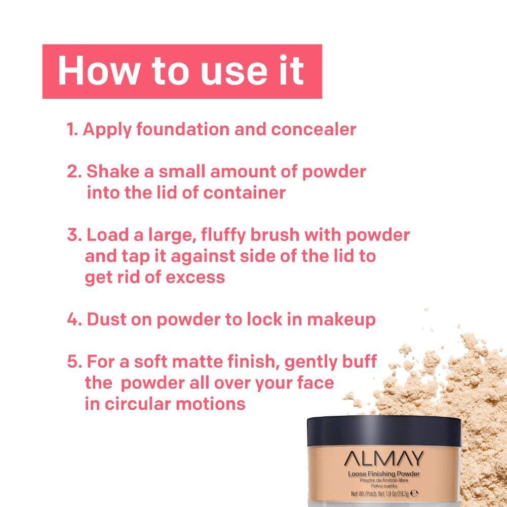 Almay Setting Powder, Face Makeup, Matte Loose Powder, Hypoallergenic, Cruelty Free, 200 Light Medium, 1 Oz - Absolute Discounts