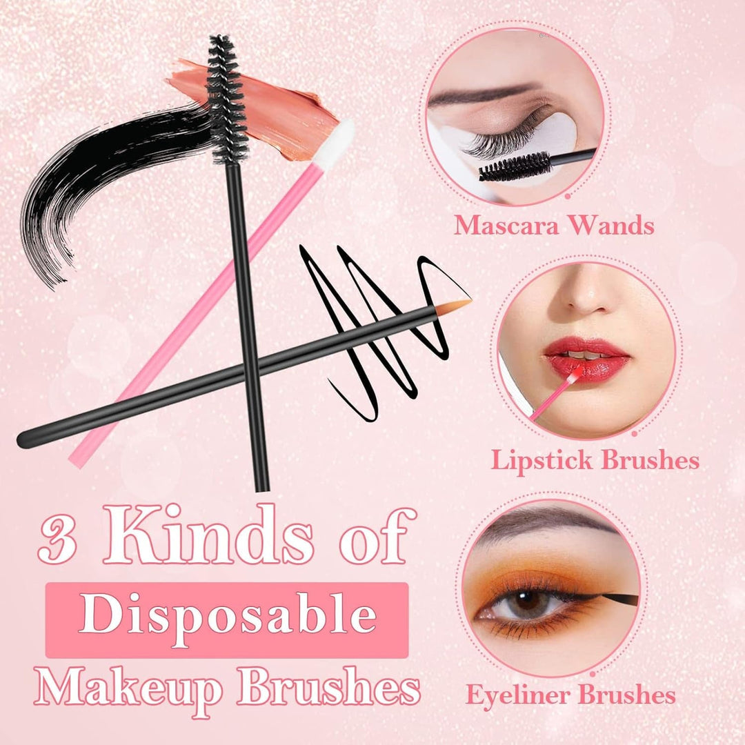 Disposable Makeup Applicators Kit with Triangle Puff Mixing Palette, Artist Supplies Disposable Mascara Wands, Lip Brushes, Hair Clips Powder Puffs for Face with Storage Box - Absolute Discounts