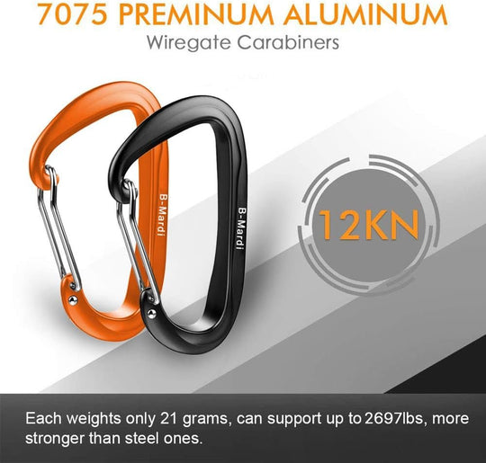 Carabiner Clips Heavy Duty 12Kn (2697 Lbs) - Lightweight Locking Carabiners for Camping, Hiking, Hammock, Dog Leash Harness, Outdoor and Gym Etc, Keychains& Utility - Absolute Discounts