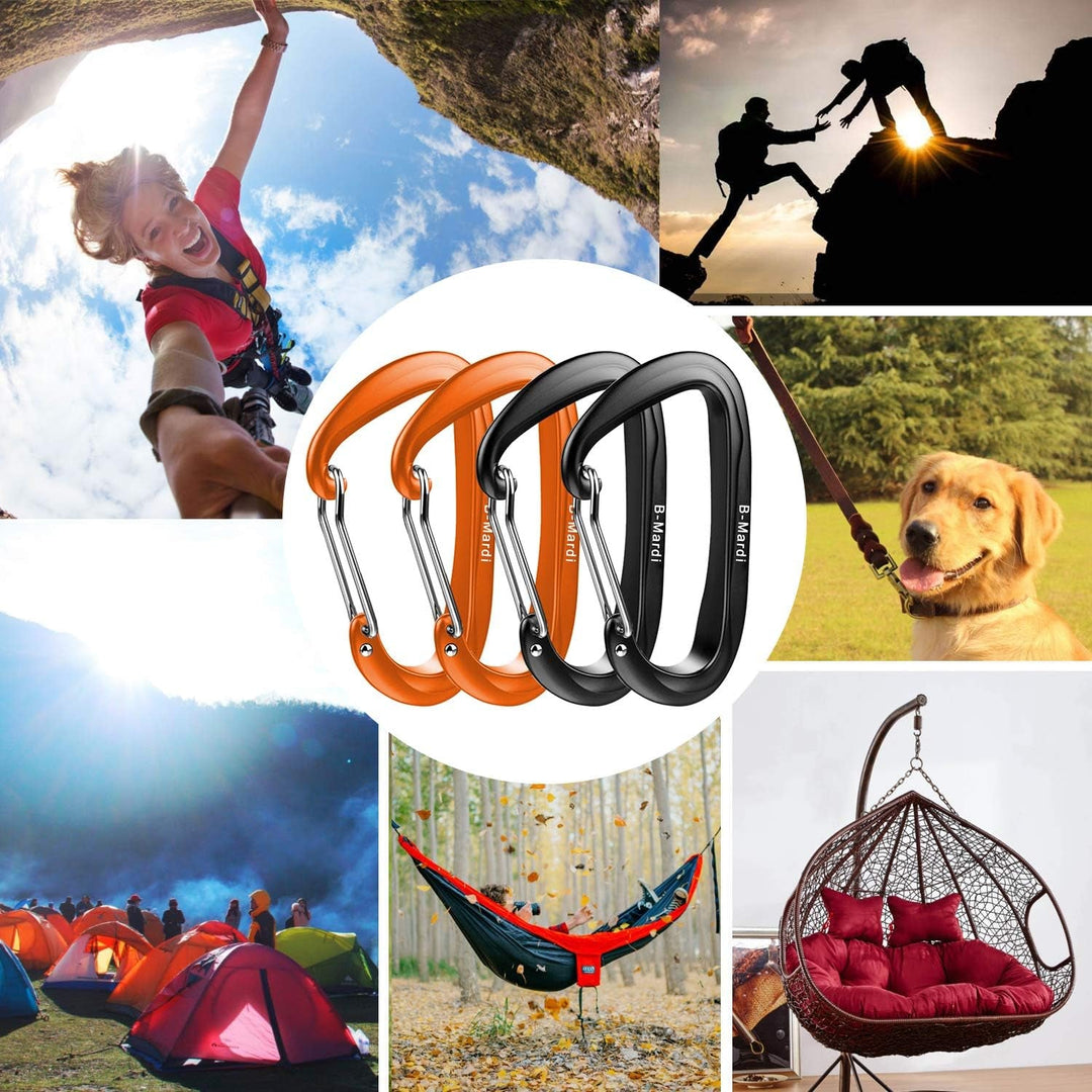 Carabiner Clips Heavy Duty 12Kn (2697 Lbs) - Lightweight Locking Carabiners for Camping, Hiking, Hammock, Dog Leash Harness, Outdoor and Gym Etc, Keychains& Utility - Absolute Discounts
