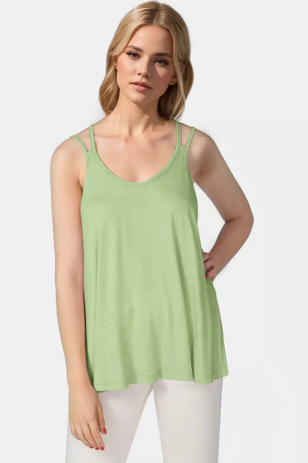 Basic Bae Bamboo Scoop Neck Double Spaghetti Straps Cami - Absolute Discounts