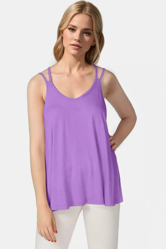 Basic Bae Bamboo Scoop Neck Double Spaghetti Straps Cami - Absolute Discounts