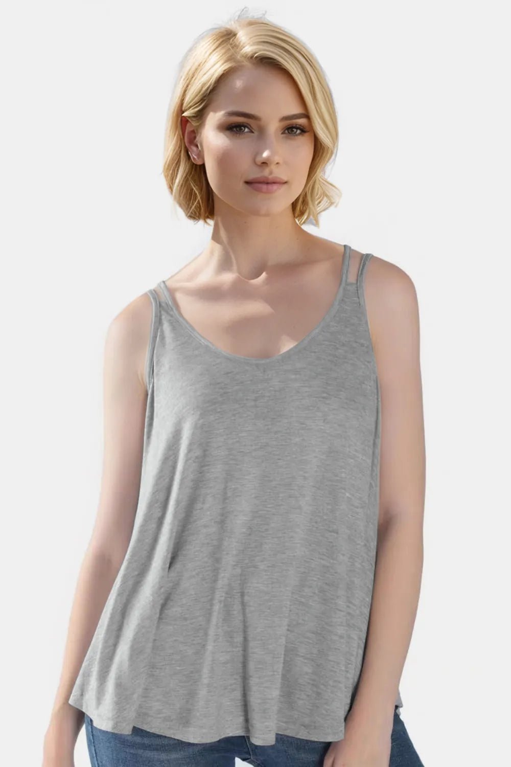 Basic Bae Bamboo Scoop Neck Double Spaghetti Straps Cami - Absolute Discounts