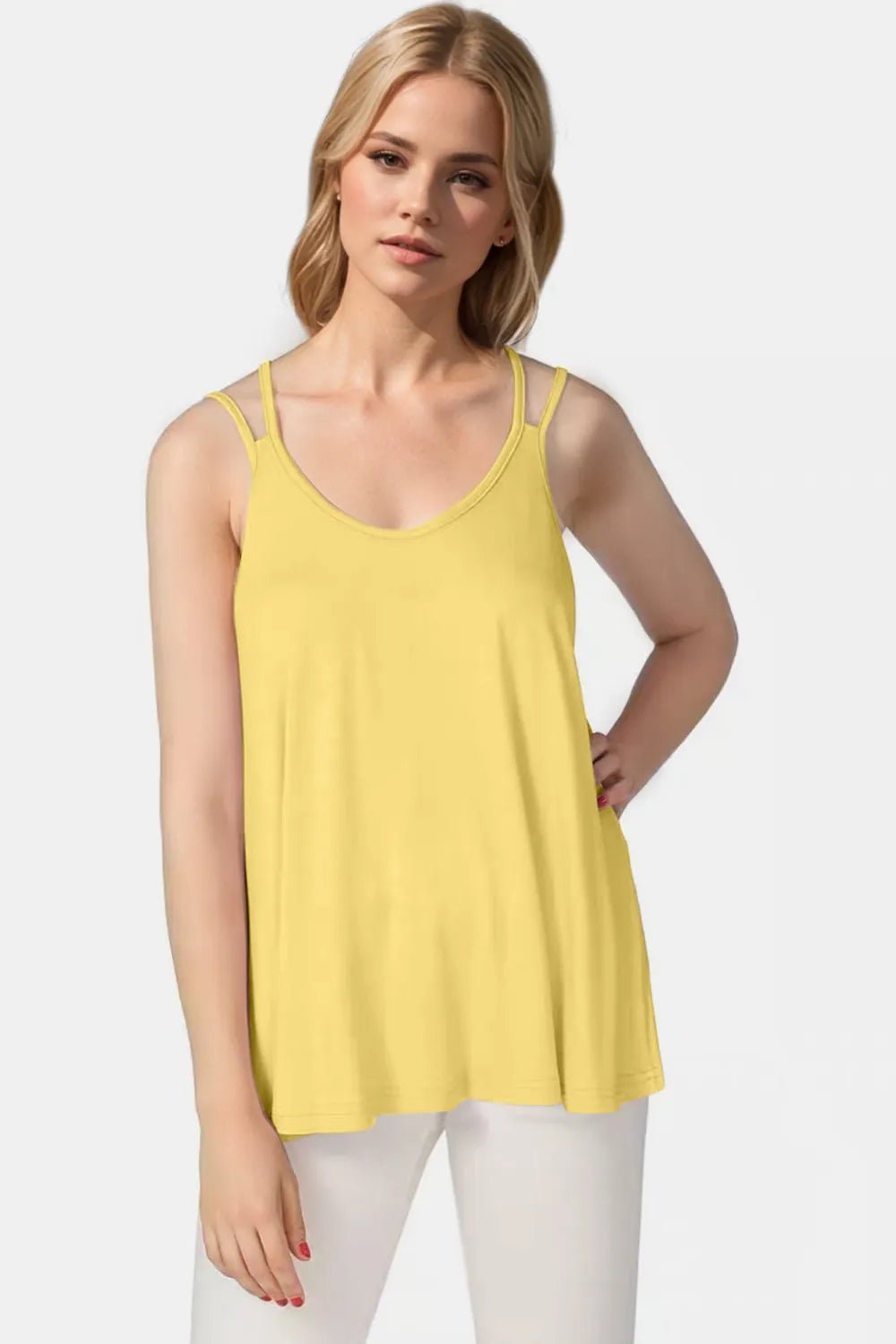 Basic Bae Bamboo Scoop Neck Double Spaghetti Straps Cami - Absolute Discounts