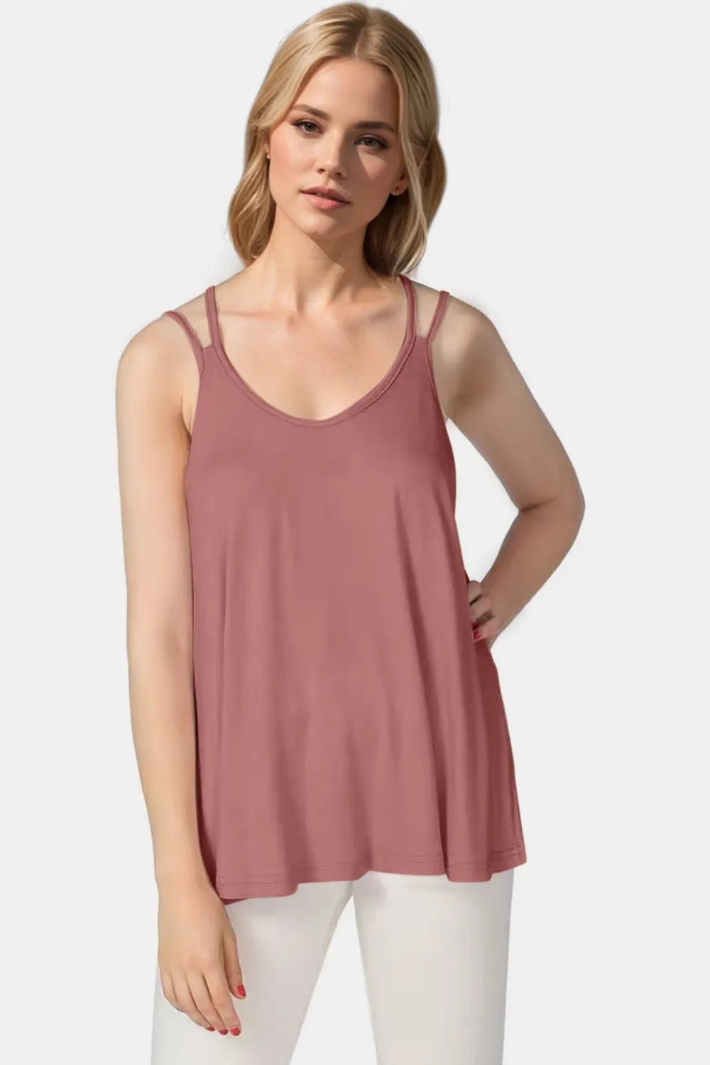 Basic Bae Bamboo Scoop Neck Double Spaghetti Straps Cami - Absolute Discounts
