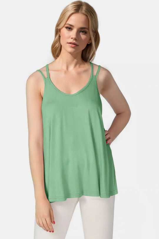 Basic Bae Bamboo Scoop Neck Double Spaghetti Straps Cami - Absolute Discounts