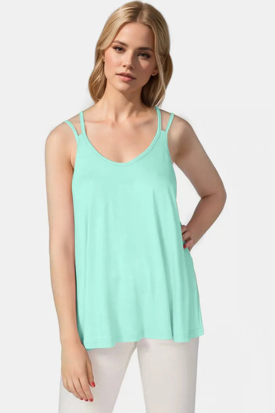 Basic Bae Bamboo Scoop Neck Double Spaghetti Straps Cami - Absolute Discounts
