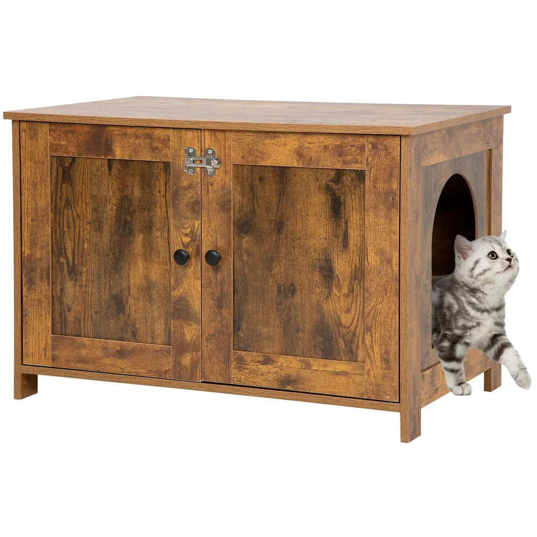 BestPet Cat Litter Box Enclosure Furniture HiddenWooden Cat Washroom Furniture Storage Cabinet Pet Crate House End Table with Removable DividerLarge EnoughFit Most Cats and Litter Box - Absolute Discounts