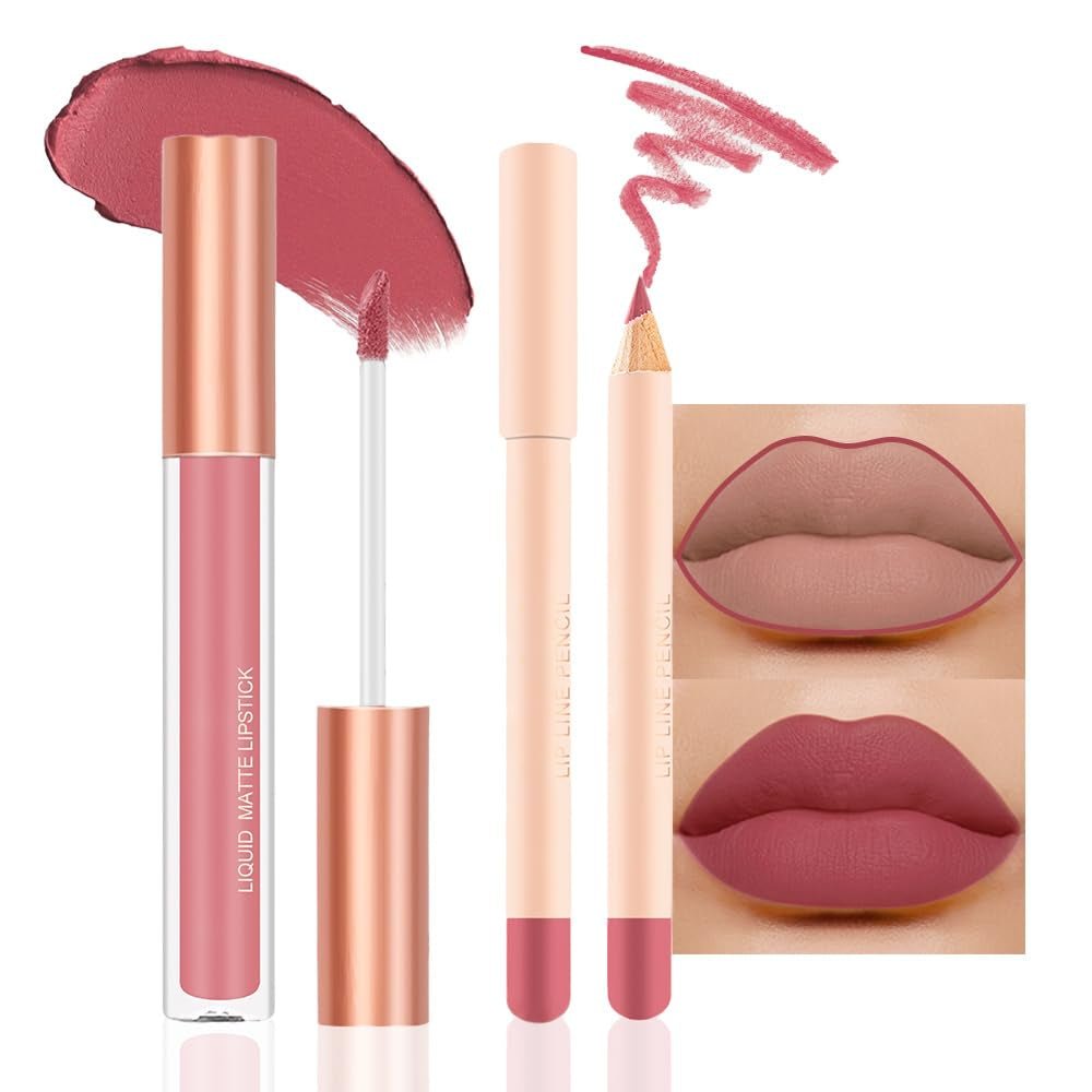 BINGBRUSH Colors Liquid Matte Lipstick and Lipliner Pack Set, 24 Hour Waterproof - Absolute Discounts