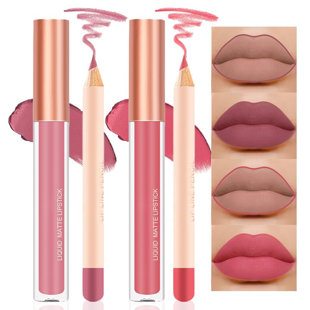 BINGBRUSH Colors Liquid Matte Lipstick and Lipliner Pack Set, 24 Hour Waterproof - Absolute Discounts