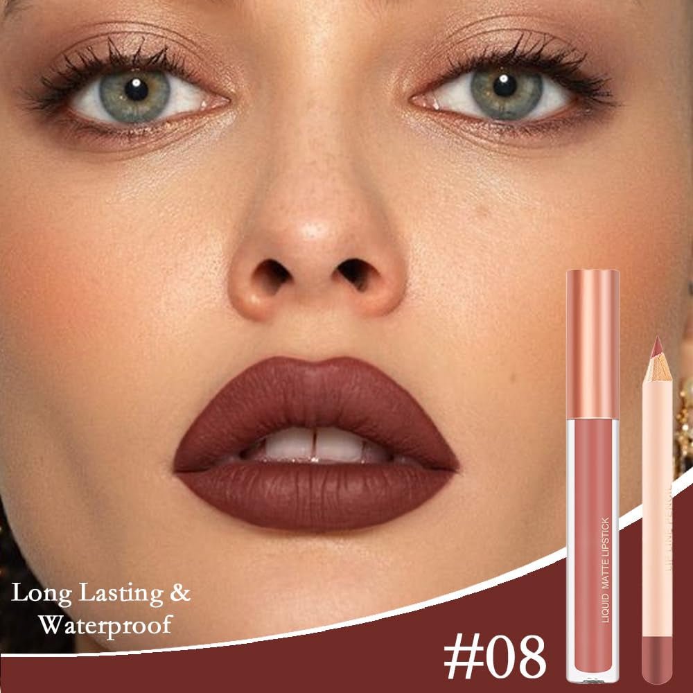 BINGBRUSH Colors Liquid Matte Lipstick and Lipliner Pack Set, 24 Hour Waterproof - Absolute Discounts