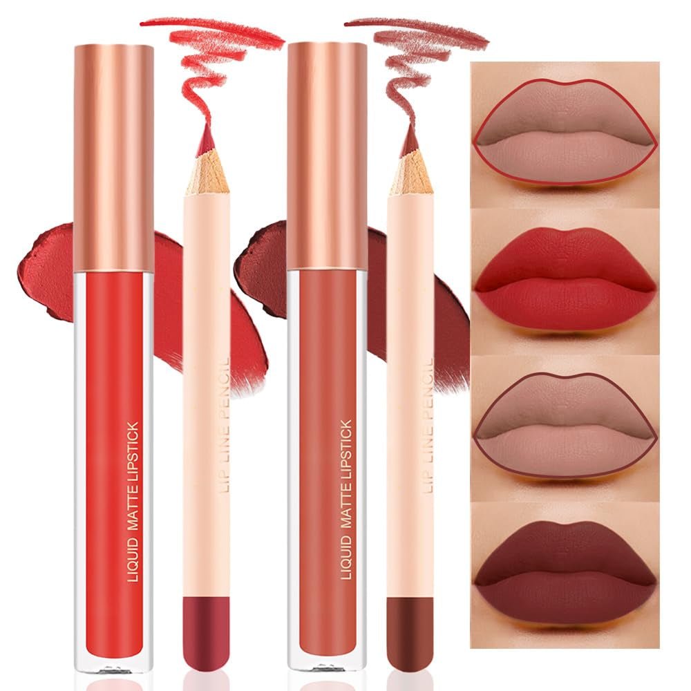 BINGBRUSH Colors Liquid Matte Lipstick and Lipliner Pack Set, 24 Hour Waterproof - Absolute Discounts