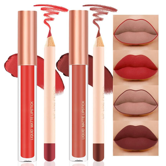 BINGBRUSH Colors Liquid Matte Lipstick and Lipliner Pack Set, 24 Hour Waterproof - Absolute Discounts