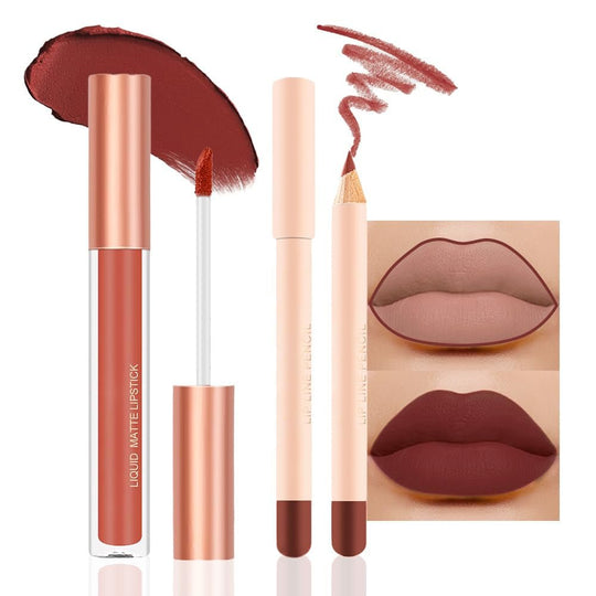 BINGBRUSH Colors Liquid Matte Lipstick and Lipliner Pack Set, 24 Hour Waterproof - Absolute Discounts