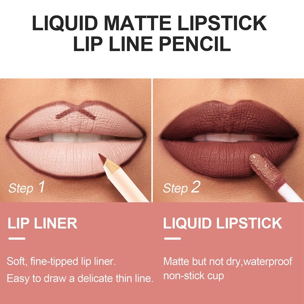 BINGBRUSH Colors Liquid Matte Lipstick and Lipliner Pack Set, 24 Hour Waterproof - Absolute Discounts