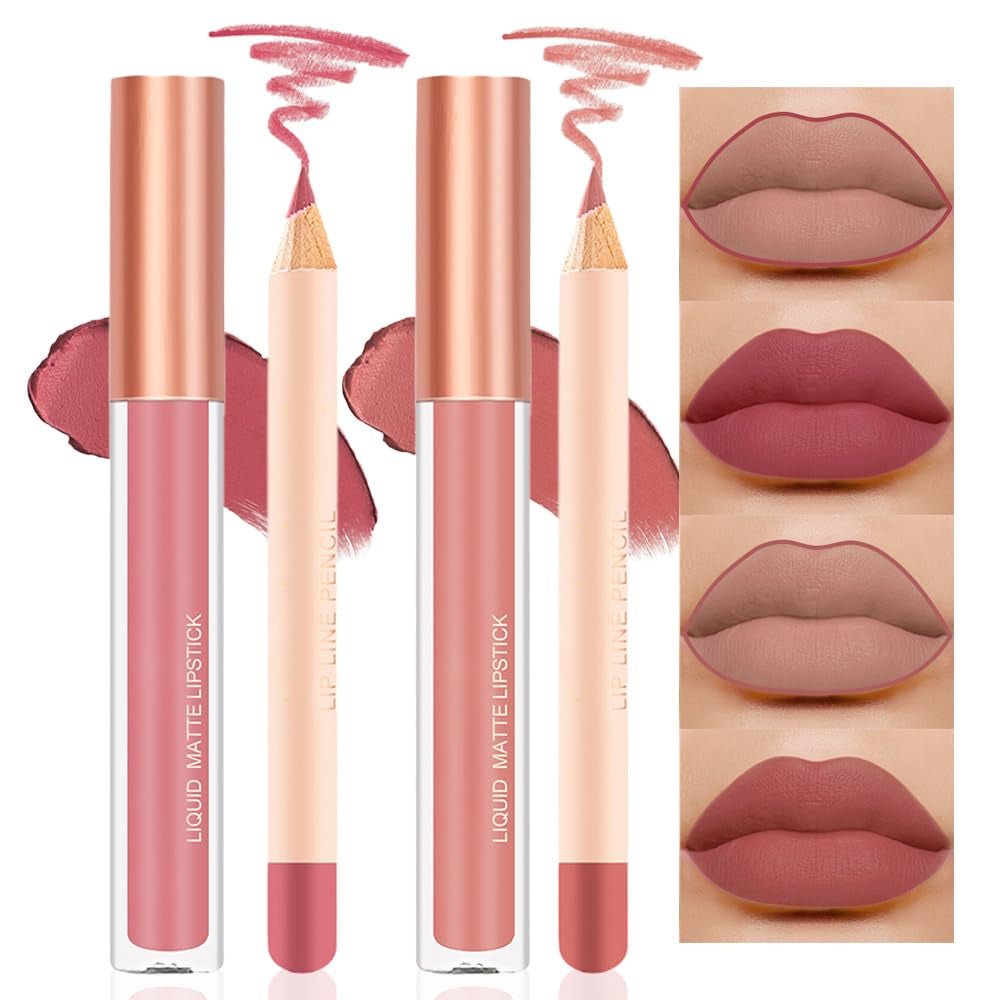BINGBRUSH Colors Liquid Matte Lipstick and Lipliner Pack Set, 24 Hour Waterproof - Absolute Discounts