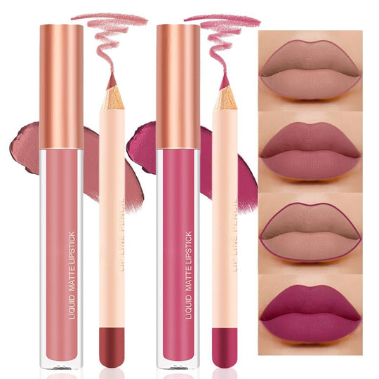 BINGBRUSH Colors Liquid Matte Lipstick and Lipliner Pack Set, 24 Hour Waterproof - Absolute Discounts