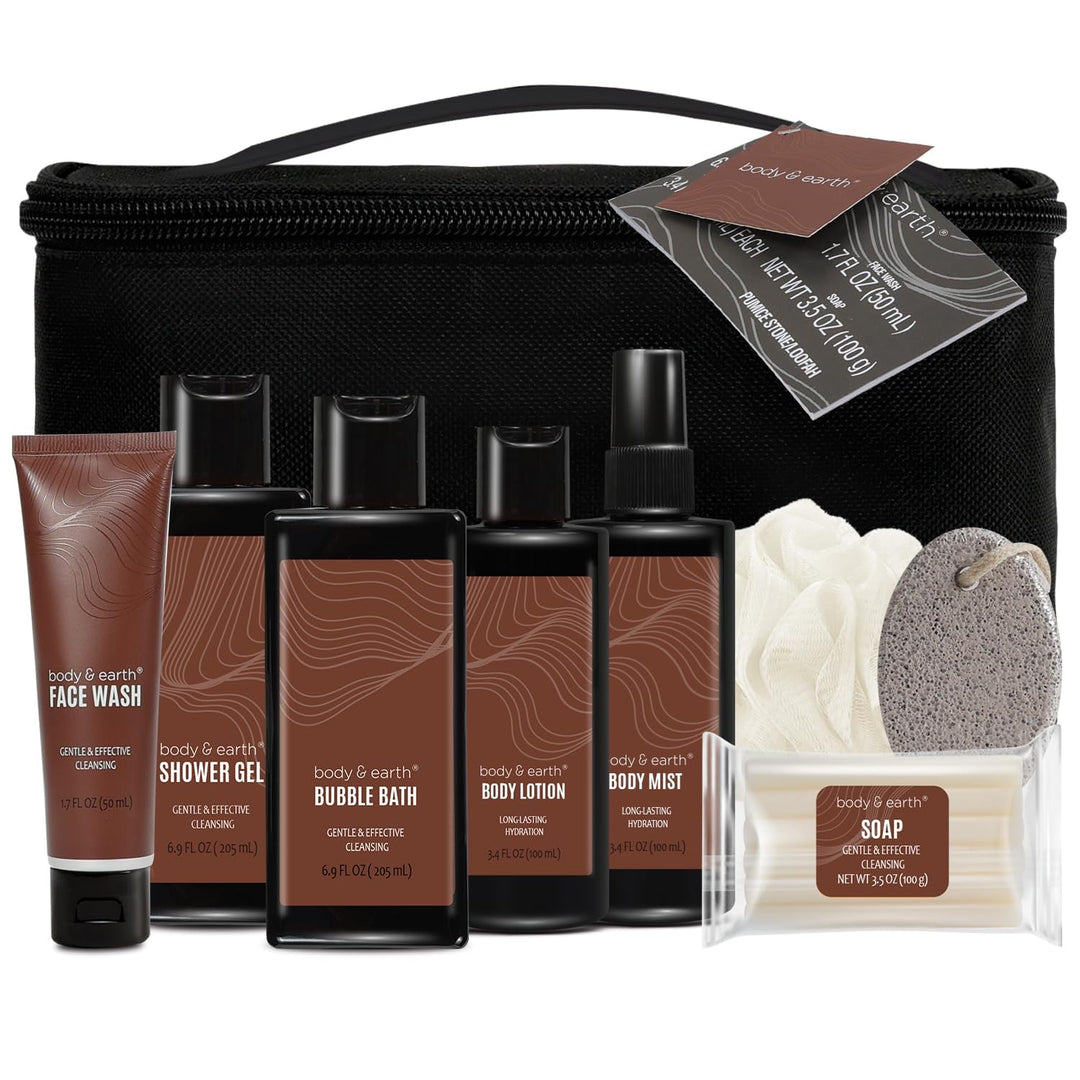 Body & Earth Bath and Body Wash Sets for Men - 8Pcs Spa Baskets Mens Birthday Gifts Sandalwood, Self Care Kit, Husband Men Father'S Day Gifts - Absolute Discounts
