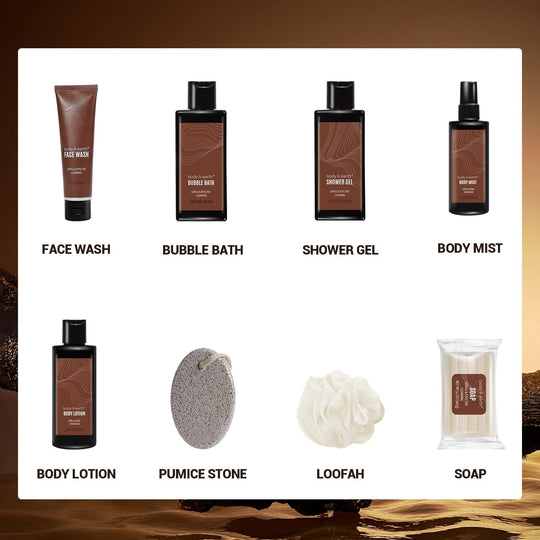Body & Earth Bath and Body Wash Sets for Men - 8Pcs Spa Baskets Mens Birthday Gifts Sandalwood, Self Care Kit, Husband Men Father'S Day Gifts - Absolute Discounts