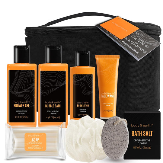 Body & Earth Bath and Body Wash Sets for Men - 8Pcs Spa Baskets Mens Birthday Gifts Sandalwood, Self Care Kit, Husband Men Father'S Day Gifts - Absolute Discounts