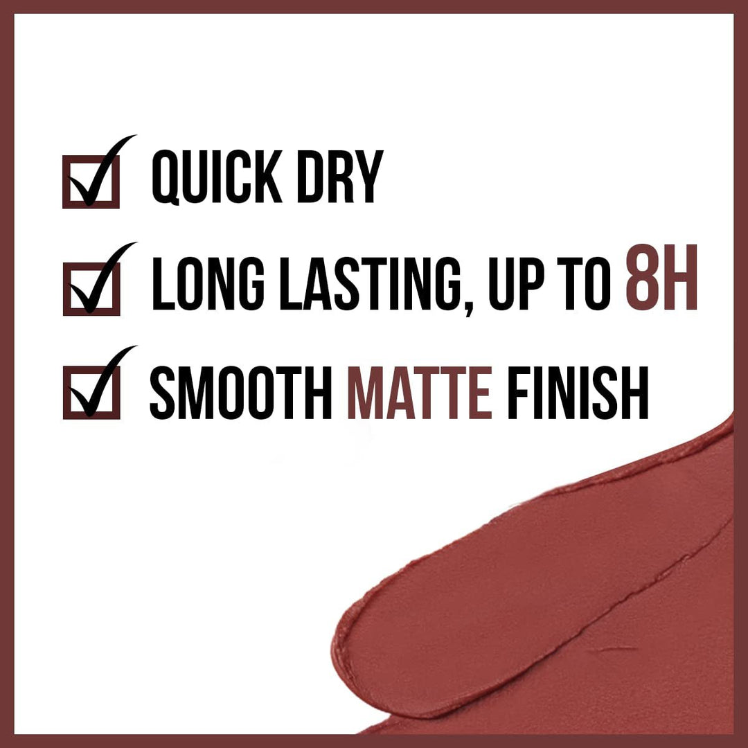 Matte Liquid Lipstick - Longwear, No - Budge, Highly Pigmented Lipcolor for All Skin Women, AM12 Peach Cream - Absolute Discounts