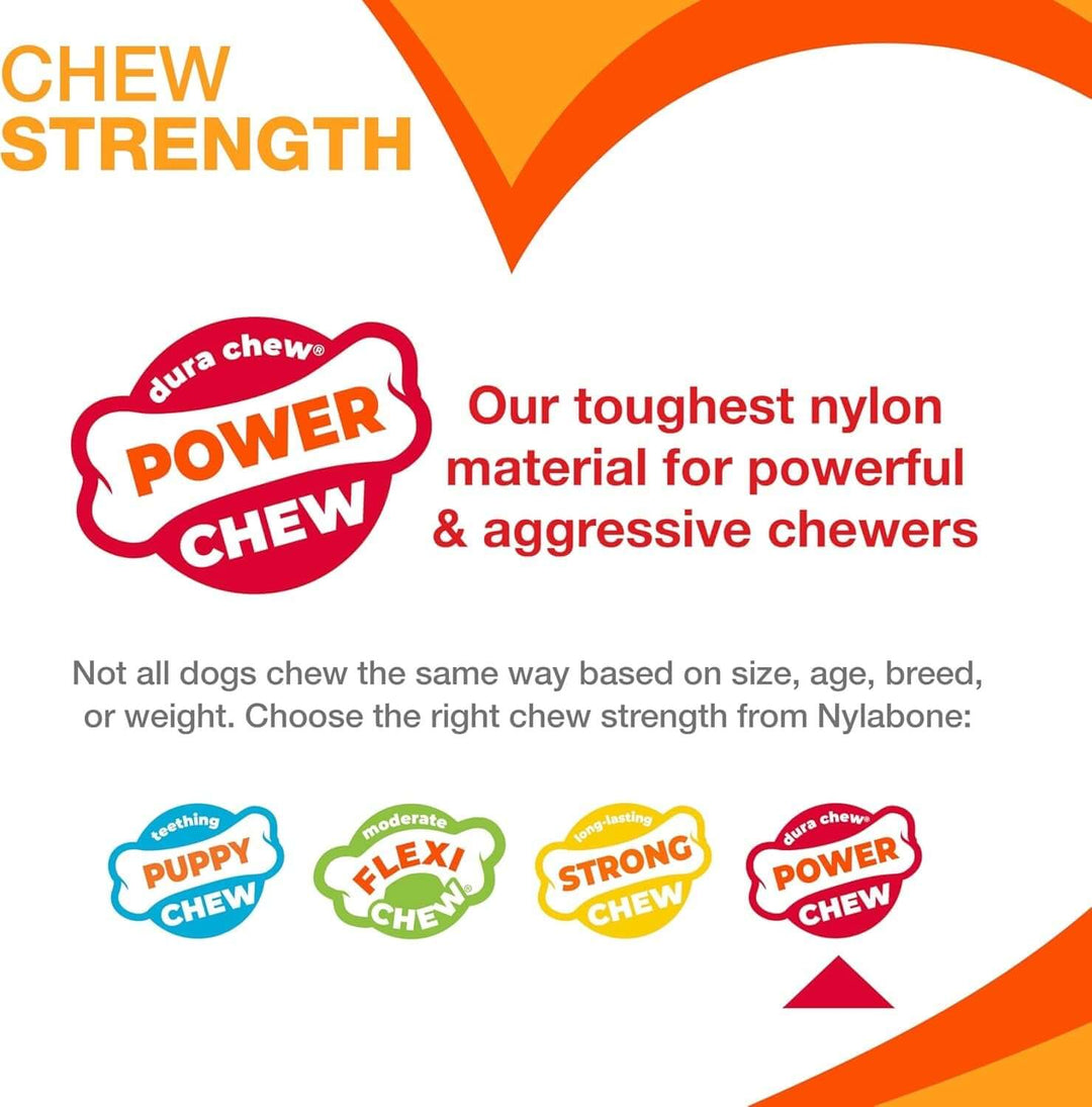 Nylabone Double Action Bone Power Chew Toy for Dogs, Dog Toys for Aggressive Chewers, Bacon Flavor, X - Large - 50+ Lbs, 1 Count - Absolute Discounts