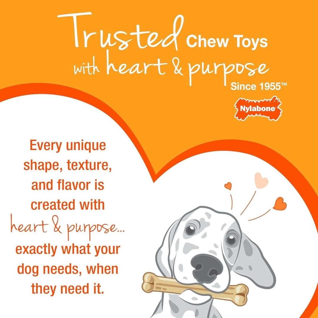 Nylabone Double Action Bone Power Chew Toy for Dogs, Dog Toys for Aggressive Chewers, Bacon Flavor, X - Large - 50+ Lbs, 1 Count - Absolute Discounts