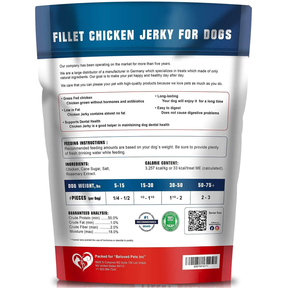 Chicken Jerky Dog Treats 1.5 Lb Human Grade Pet Snacks Grain Free Dried Strips - Absolute Discounts