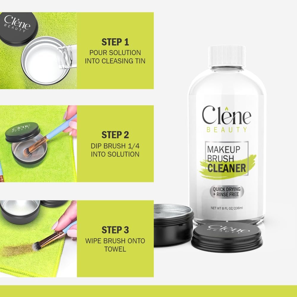 Makeup Brush Cleaner - Makeup Brush Cleaner Solution - Rinse Free - Quick Drying Make up Brush Cleaner - Removes Oily Foundation - Deep Cleaning for Makeup Brushes (8 Oz Kit) - Absolute Discounts