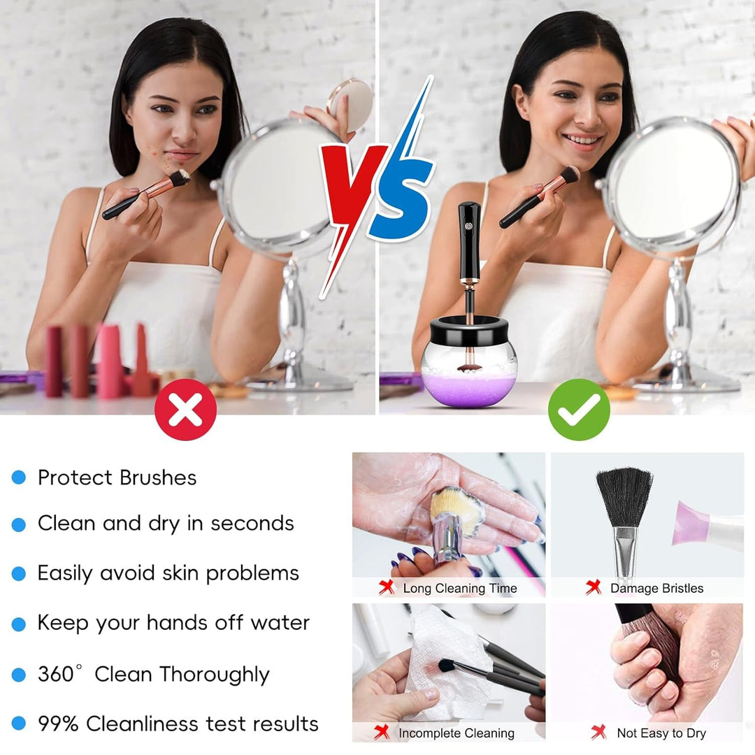 Pro 2019 Upgraded Electric Makeup Brush Cleaner and Dryer,Dotsog Automatic Brush Spinner for All Brushes,Wash and Dry in Seconds,With 8 Size Rubber Collars - Absolute Discounts