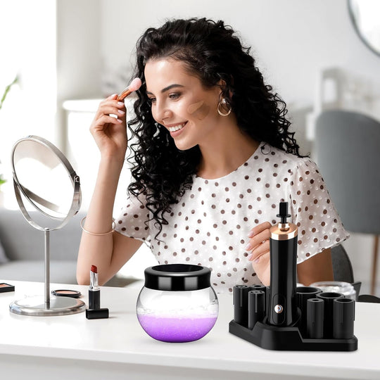 Pro 2019 Upgraded Electric Makeup Brush Cleaner and Dryer,Dotsog Automatic Brush Spinner for All Brushes,Wash and Dry in Seconds,With 8 Size Rubber Collars - Absolute Discounts
