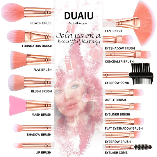 DUAIU Professional Makeup Brushes Set 16PCS Marble Handle with 4Pcs Sponge Blenders Foundation Brushes Eyeshadow Brush Lip Brush Silicone Face Mask Brush Make up Tool - Absolute Discounts