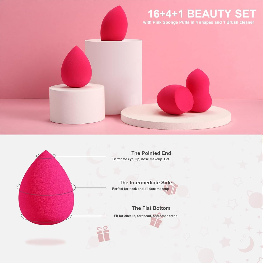 DUAIU Professional Makeup Brushes Set 16PCS Marble Handle with 4Pcs Sponge Blenders Foundation Brushes Eyeshadow Brush Lip Brush Silicone Face Mask Brush Make up Tool - Absolute Discounts