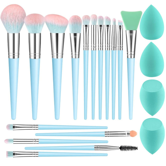 DUAIU Professional Makeup Brushes Set 16PCS Marble Handle with 4Pcs Sponge Blenders Foundation Brushes Eyeshadow Brush Lip Brush Silicone Face Mask Brush Make up Tool - Absolute Discounts