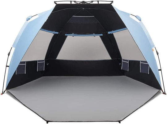 Easthills Outdoors Instant Shader Dark Shelter XL Beach Tent 99" Wide for 4 - 6 Person Sun Shelter UPF 50+ with Extended Zippered Porch Pacific Blue - Absolute Discounts