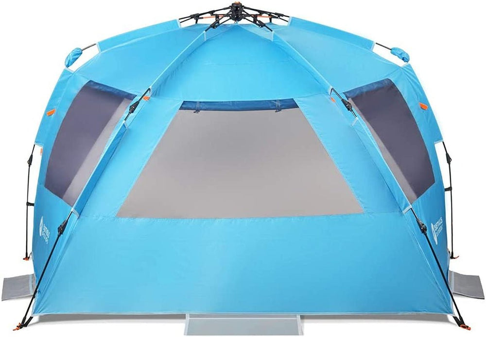 Easthills Outdoors Instant Shader Dark Shelter XL Beach Tent 99" Wide for 4 - 6 Person Sun Shelter UPF 50+ with Extended Zippered Porch Pacific Blue - Absolute Discounts