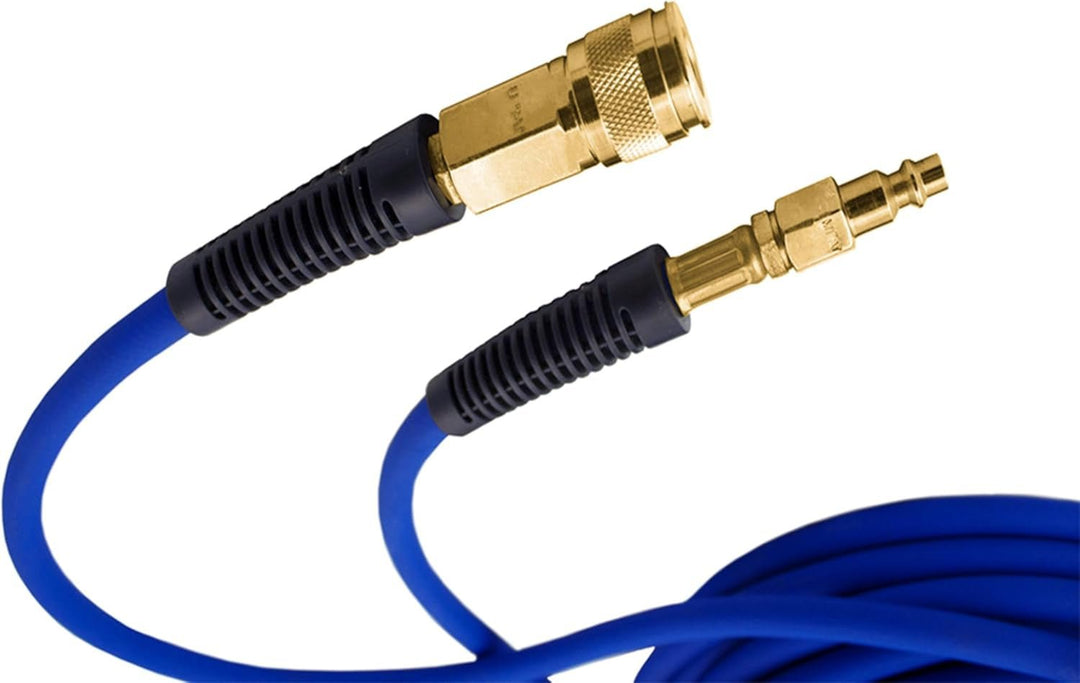 Estwing E1450PVCR 1/4" X 50' PVC / Rubber Hybrid Air Hose with Brass 1/4" NPT Industrial Fitting and Universal Quick Connect Coupler - Absolute Discounts