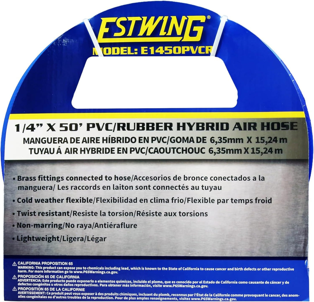 Estwing E1450PVCR 1/4" X 50' PVC / Rubber Hybrid Air Hose with Brass 1/4" NPT Industrial Fitting and Universal Quick Connect Coupler - Absolute Discounts