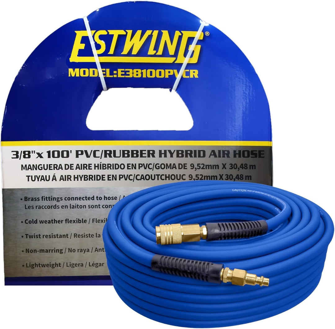Estwing E1450PVCR 1/4" X 50' PVC / Rubber Hybrid Air Hose with Brass 1/4" NPT Industrial Fitting and Universal Quick Connect Coupler - Absolute Discounts